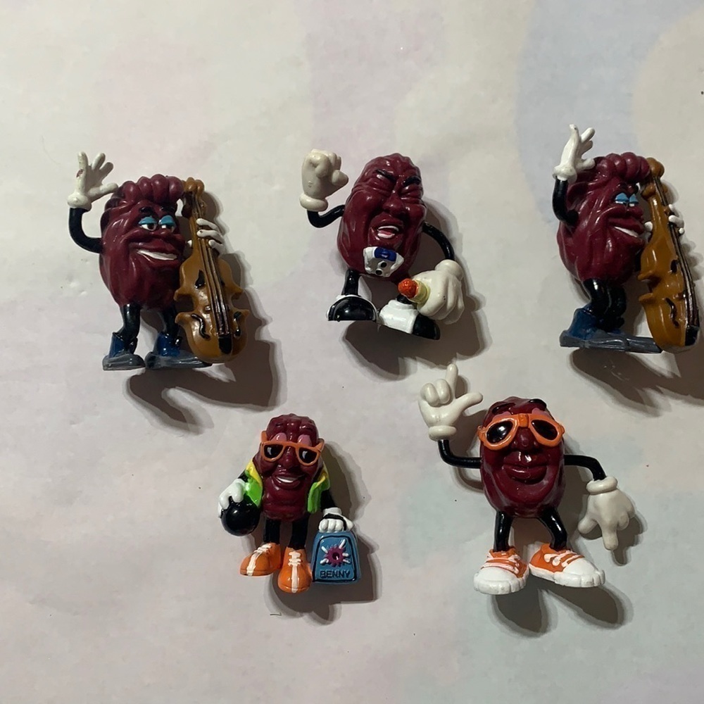 Vintage California Raisins 1980's band rubber Figure Lot 5 piece nostalgia toys